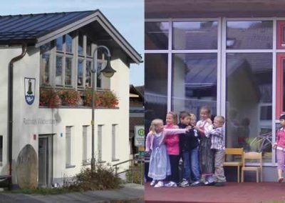 Energetische Sanierung des Kindergartens und Rathauses mit Erweiterung um eine Kindergrippe in Oberfischbach, Wackersberg; Bauherr: Gemeinde Wackersberg